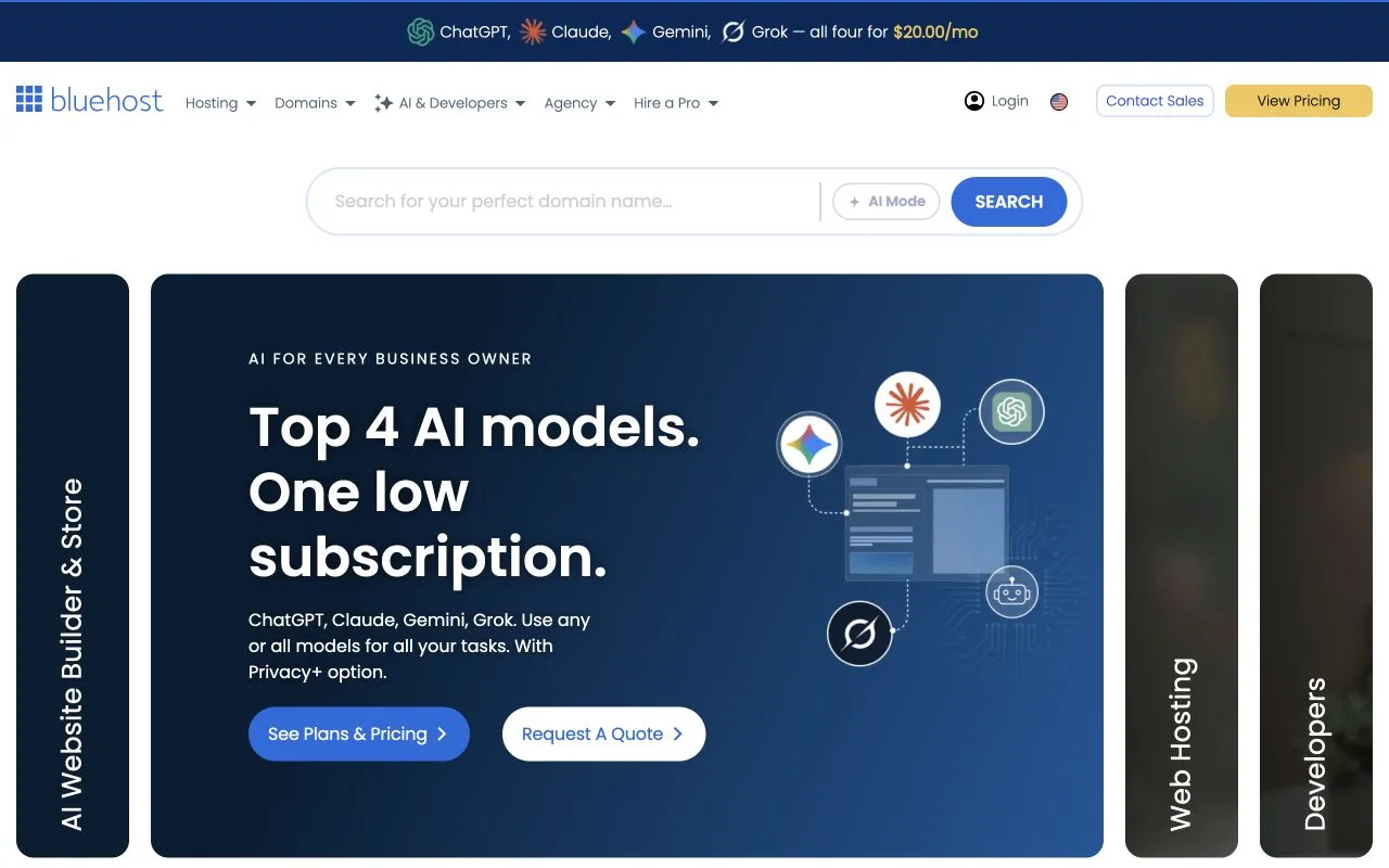 Bluehost公式サイトのファーストビュー